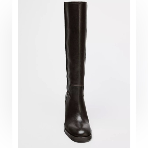 Zara Wide Heeled Leather Boots 39 - Picture 3 of 12